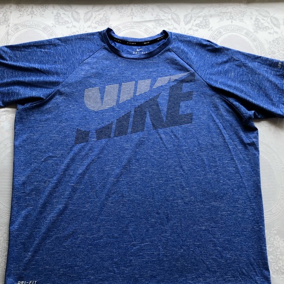 Nike Blue Dri-Fit Shirt Men’s Size XL Front Logo Short Sleeves Activewear Top - Picture 10 of 14